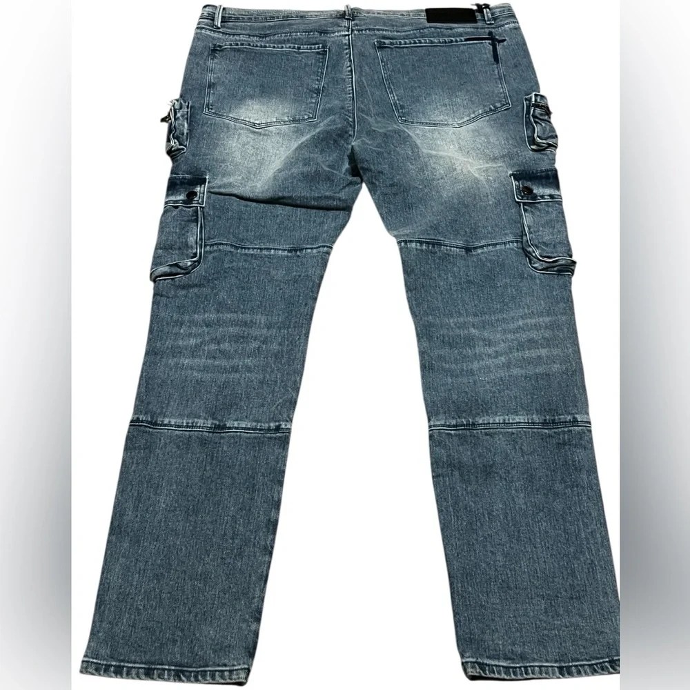 RtA men's slate cargo straight leg jeans vintage indigo pants blue denim size 40